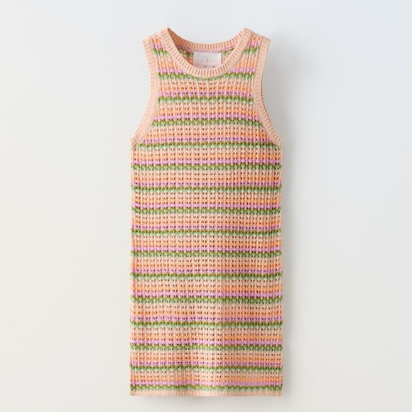 ZARA KIDS STRIPED KNIT DRESS - Picture 1 of 4